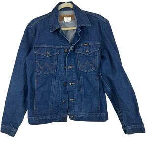 Wrangler Jean Jacket Mens Small Western Wear Denim Blue Authentic Cowboy Outdoor